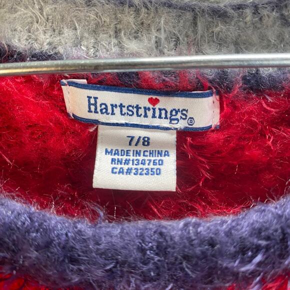 Hartstrings Star Fuzzy Sweater Girls 7/8 Preppy Winter Cozy Holiday - Picture 11 of 14